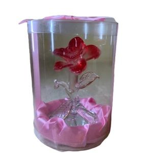 Glass Decor Pink Flower Glass
